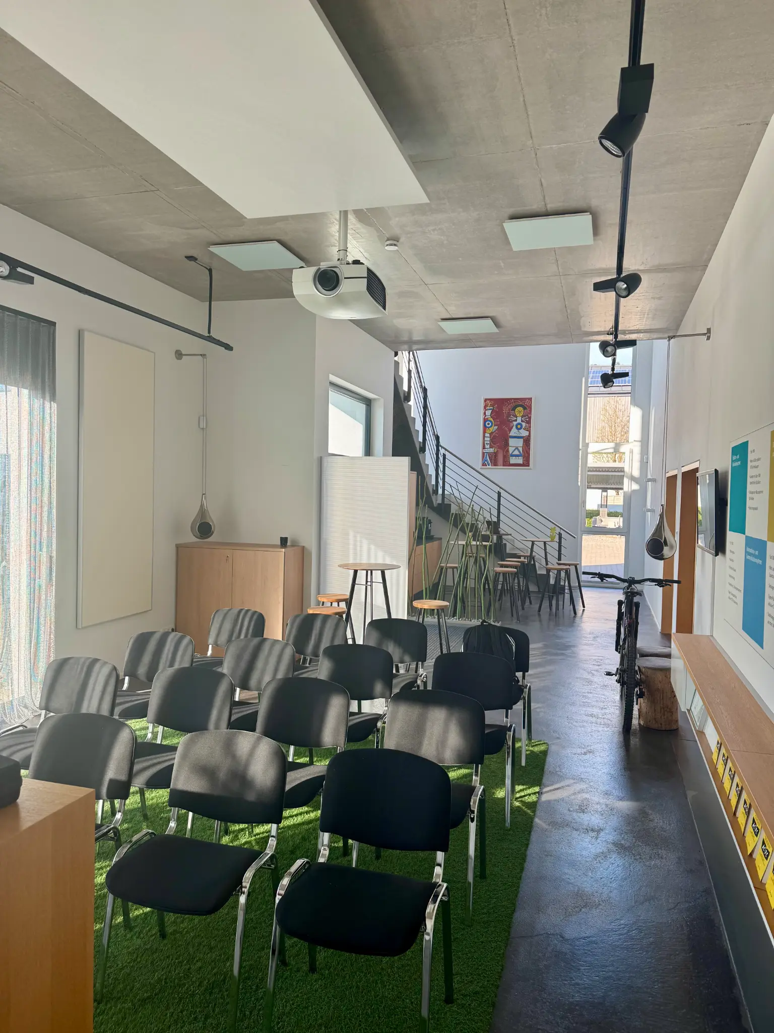 Event room at HSG Innovation HUB with seating for talks and seminars